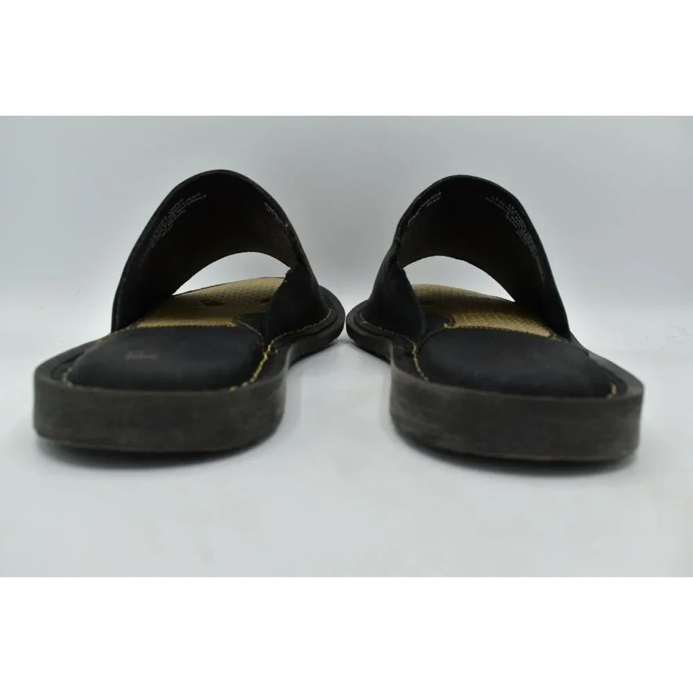 Born Mens Size 8 Leeward Black Full Grain Leather Slip On Slide‎ Sandals Shoes